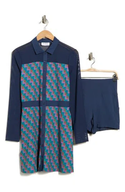 Original Penguin Golf Long Sleeve Polo Dress & Shorts Set In Purple