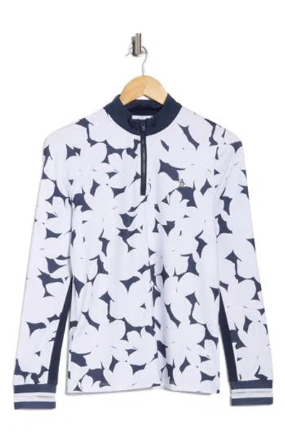 Original Penguin Golf Riviera Floral Sun Quarter Zip Long Sleeve Golf Top In Purple