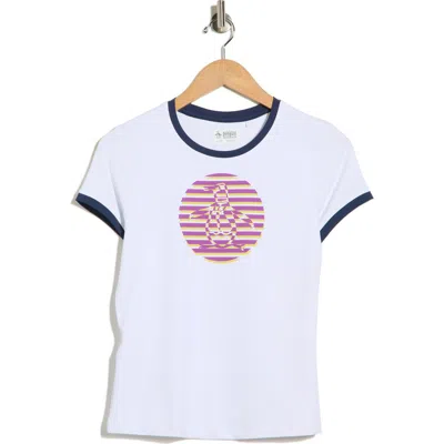 Original Penguin Golf Short Sleeve Graphic Ringer Tee In White