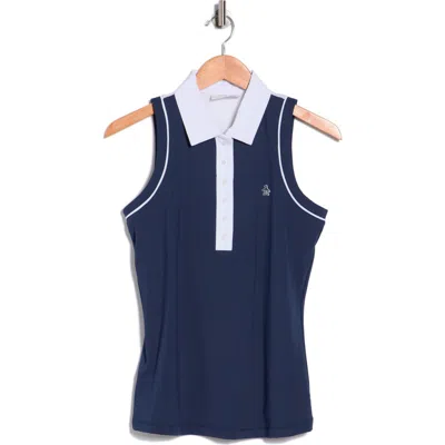 Original Penguin Golf Sleeveless Colorblock Golf Polo In Purple