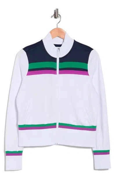 Original Penguin Golf Stripe Crop Full Zip Jacket In White