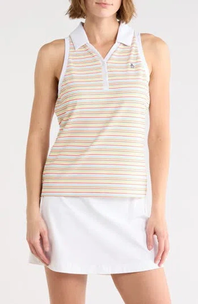 Original Penguin Golf Stripe Sleeveless Golf Knit Polo In White