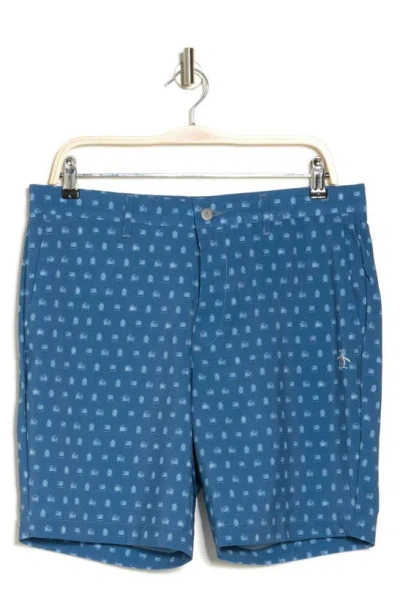 Original Penguin Golf Tv Print Stretch Twill Golf Shorts In Blueberry Pancake