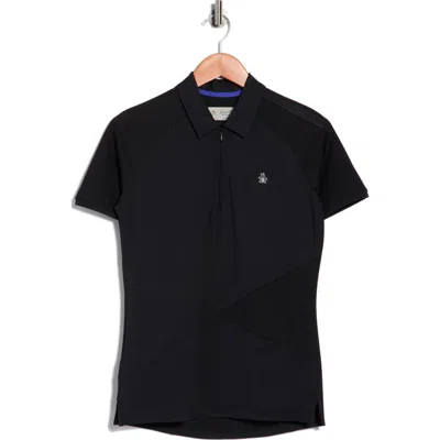 Original Penguin Golf Zip Front Polo In Black