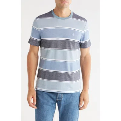 Original Penguin Gradient Stripe Cotton Piqué T-shirt In Gray