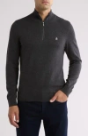 Original Penguin Half Zip Cotton Jersey Sweater In Dark Charcoal Heather