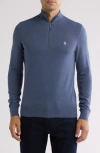 Original Penguin Half Zip Cotton Jersey Sweater In Vintage Indigo