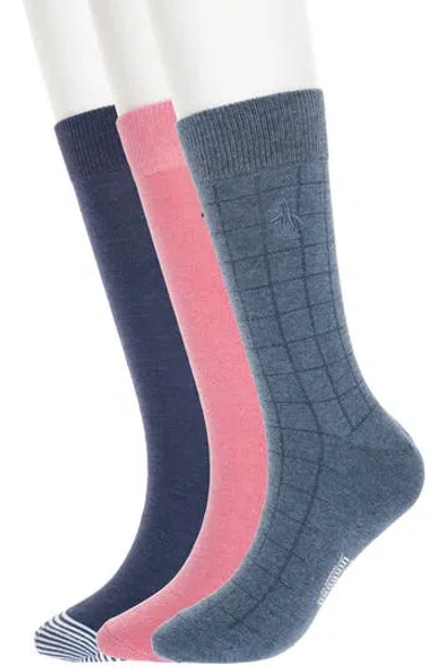 Original Penguin Heathered 3-pack Assorted Crew Socks In Multi