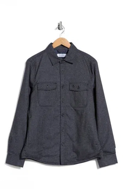 Original Penguin Heathered Shirt Jacket In Gray