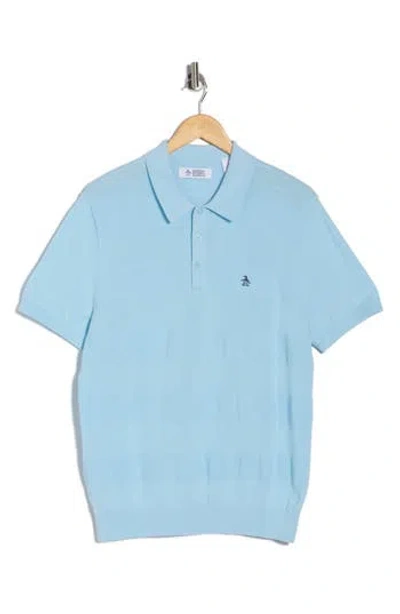 Original Penguin Honeycomb Textured Cotton Polo In Blue