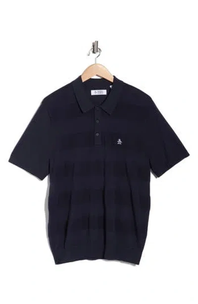 Original Penguin Honeycomb Textured Cotton Polo In Blue