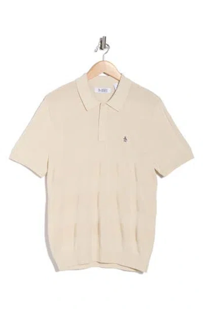 Original Penguin Honeycomb Textured Cotton Polo In Neutral