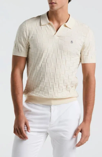Original Penguin Jacquard Basketweave Johnny Collar Polo Sweater