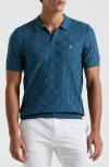 Original Penguin Jacquard Basketweave Johnny Collar Polo Sweater In Blue