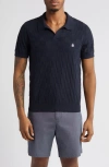 Original Penguin Jacquard Basketweave Johnny Collar Polo Sweater In Dark Sapphire