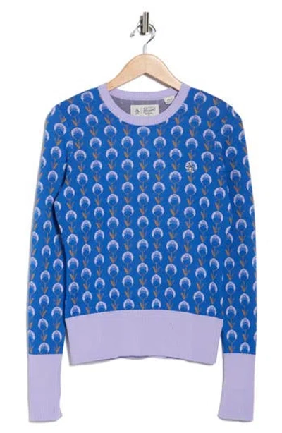 Original Penguin Jacquard Floral Top In Blue