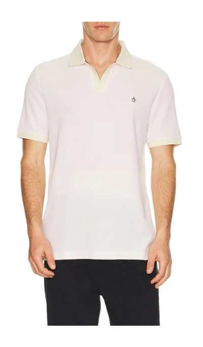 Original Penguin Jacquard Honeycomb Polo In White