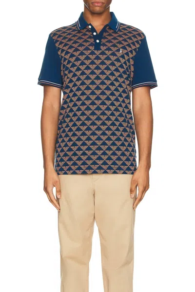 Original Penguin Jacquard Polo In Poseidon Blue In Multi