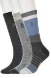 Original Penguin Kerwin Medallion Assorted 3-pack Crew Socks In Multi