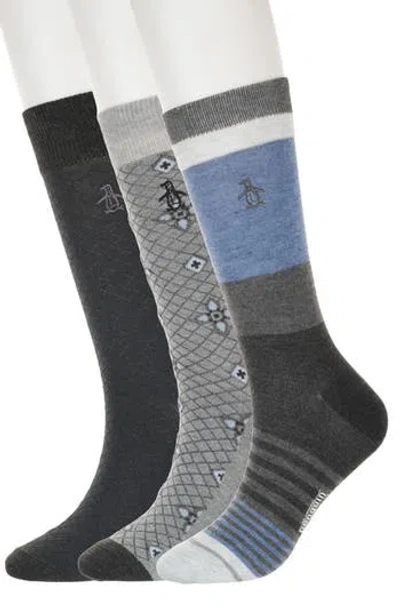 Original Penguin Kerwin Medallion Assorted 3-pack Crew Socks In Multi