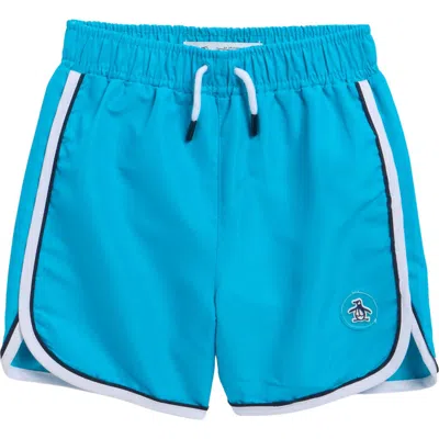 Original Penguin Kids' Dolphin Hem Swim Trunks In Blue