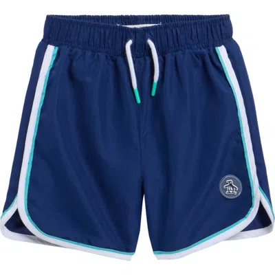 Original Penguin Kids' Dolphin Hem Swim Trunks In Blue