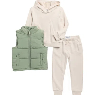 Original Penguin Kids' Hoodie, Joggers & Puffer Vest Set In Multi