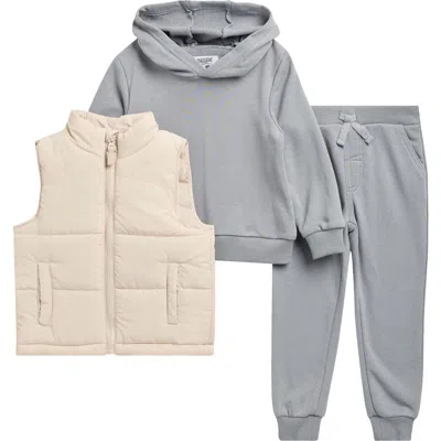 Original Penguin Kids' Hoodie, Joggers & Puffer Vest Set In Multi