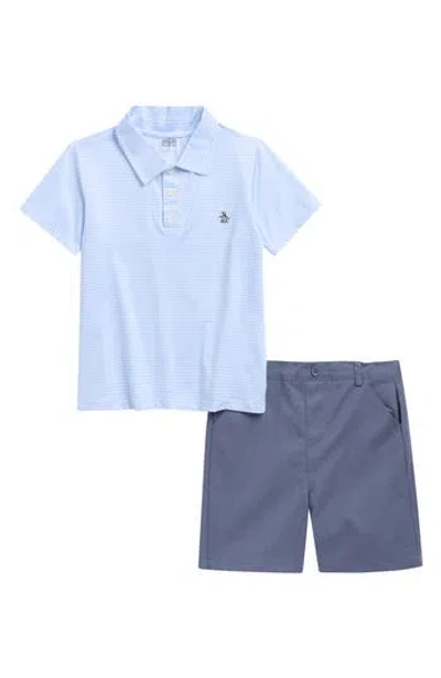 Original Penguin Kids' Print Polo & Shorts Set In Flint Stone