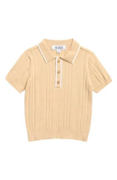Original Penguin Kids' Ribbed Polo Sweater In Neutral
