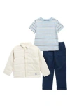 Original Penguin Kids' Striped T-shirt, Jacket & Pull-on Pants Set In Blue