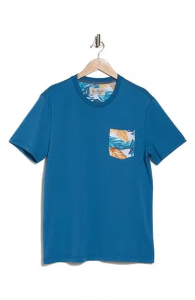 Original Penguin Knit Contrast Pocket T-shirt In Vallarta Blue