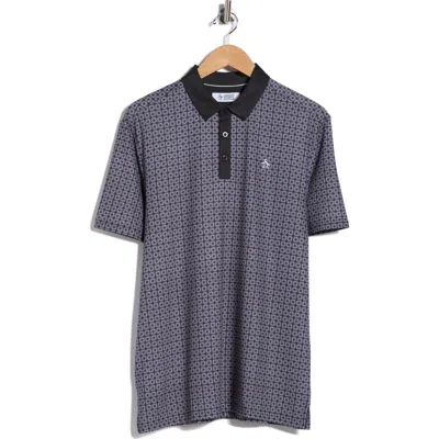 Original Penguin Layered Windowpane Print Knit Polo In Blue