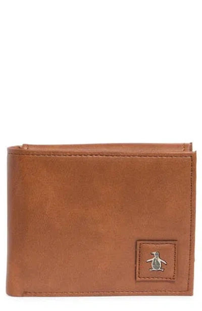 Original Penguin Leather Passcase Wallet In Brown