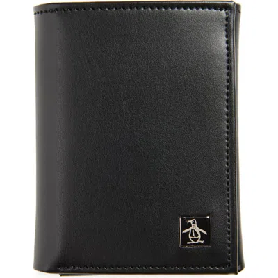 Original Penguin Leather Trifold Wallet In Black