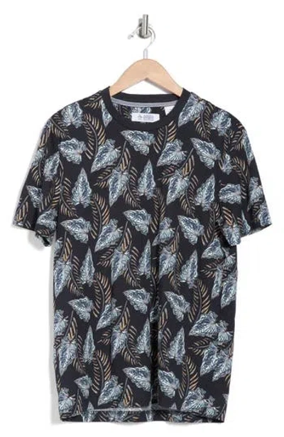 Original Penguin Leaves Cotton Jersey T-shirt In Dark Sapphire