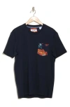 Original Penguin Leaves Pocket Jersey T-shirt In Dark Sapphire