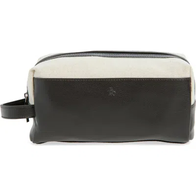 Original Penguin Linen & Faux Leather Dopp Kit