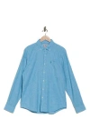 Original Penguin Linen Blend Woven Solid Button-down Shirt In Blue Moon