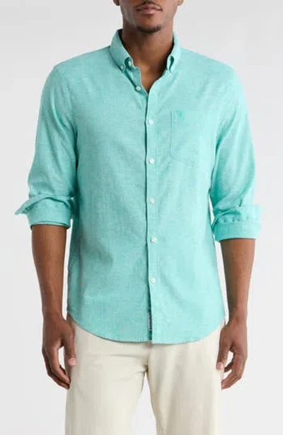 Original Penguin Linen Blend Woven Solid Button-down Shirt In Blue
