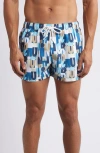 Original Penguin Multi Color Logo Swim Short In Blue