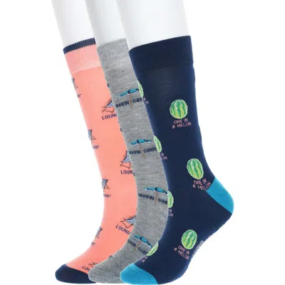 Original Penguin Loungin' 3-pack Assorted Crew Socks In Black