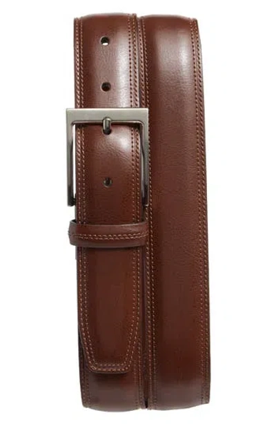 Original Penguin Madras Leather Belt In Brown