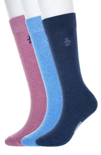 Original Penguin Marled 3-pack Assorted Crew Socks In Blue