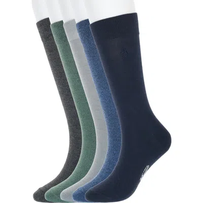 Original Penguin Marled Solid 5-pack Socks In Dark Navy