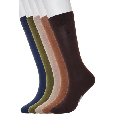 Original Penguin Marled Solid 5-pack Socks In Multi