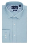 Original Penguin Melange Floral Trim Slim Fit Dress Shirt In Aqua