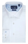 Original Penguin Melange Floral Trim Slim Fit Dress Shirt In White