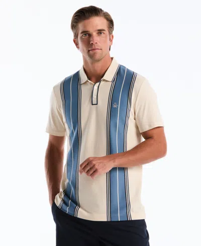 Original Penguin Men's Cotton Jacquard Vertical Stripe Short-sleeve Polo Shirt In Blue