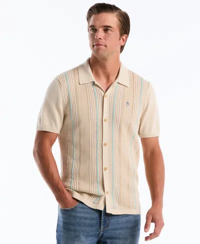 Original Penguin Men's Cotton Vertical Stripe Sweater In Brown